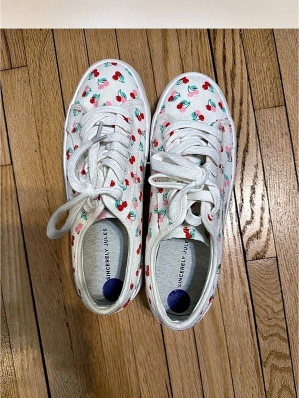 Sincerely Jules Floral Sneakers in White & Red